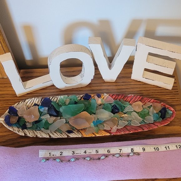 Vintage charming 7 teardrop turq stones on 925 sterling silver link bar chain. - Picture 2 of 3